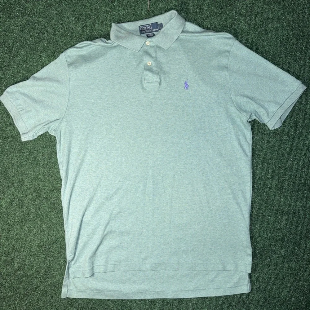 Men's Polo Ralph Lauren Green Short Sleeve Shirt Size Large‎ Q14